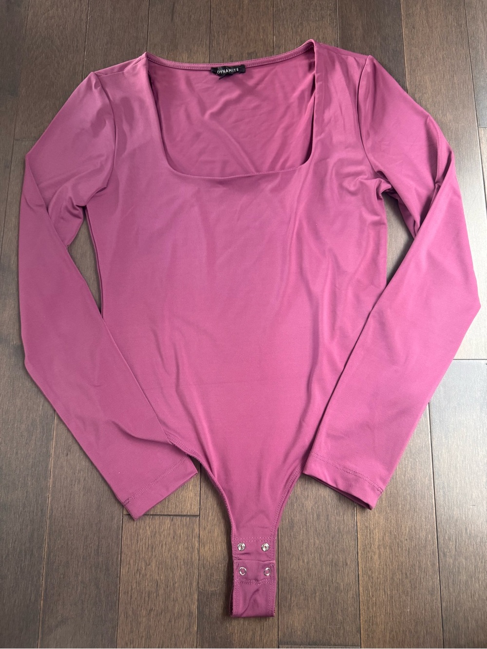 Dynamite Scoop Neck Long Sleeve Bodysuit in Magenta